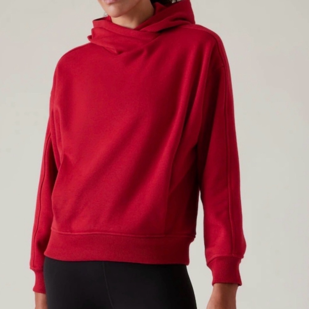 Athleta Red Hooded Pullover Sweatshirt
